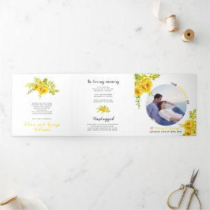 Programme Trois Volets Fleurs d'aquarelle jaune feuilles verts, photo