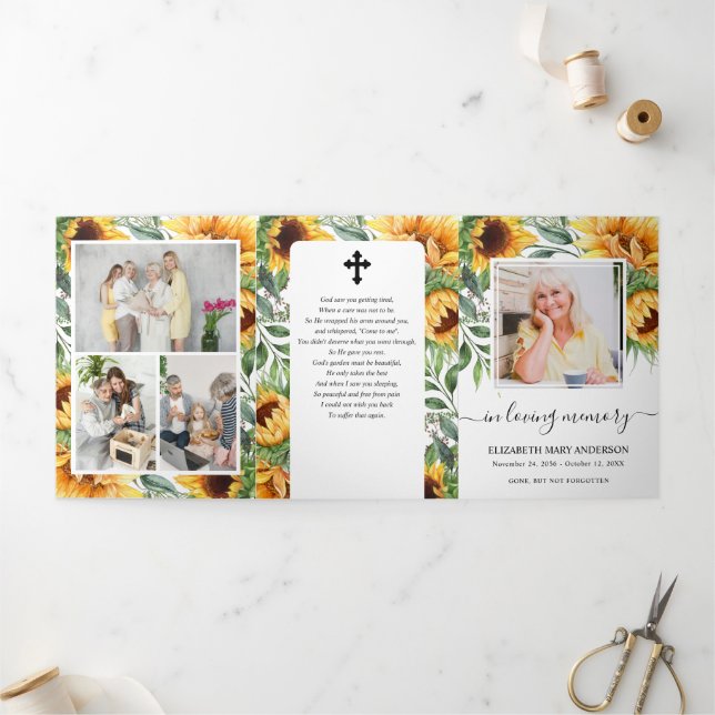 Programme Trois Volets Funérailles du Mémorial Floral de Tournesol (Extérieur)