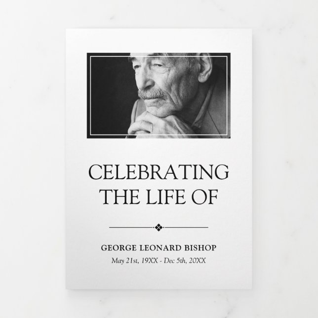 Programme Trois Volets Funérailles photo minimalistes blanches (Page de couverture)