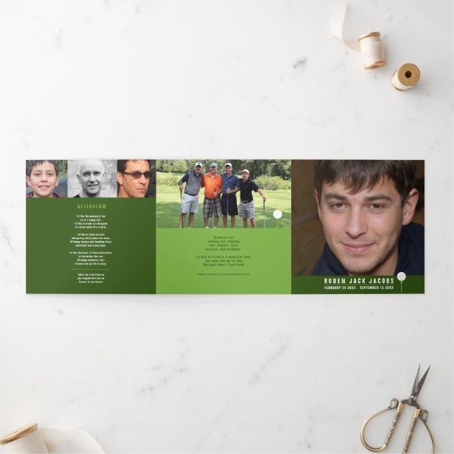 Programme Trois Volets Green white Funeral service golfeur photos personn (Extérieur)