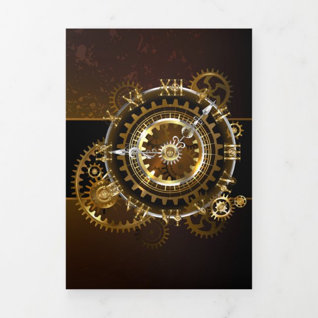 Programme Trois Volets Horloge Steampunk avec des engrenages anciens (Page de couverture)