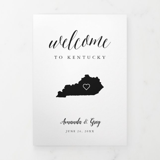 Programme Trois Volets Lettre de bienvenue du Mariage du Kentucky et itin (Page de couverture)