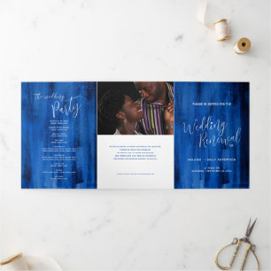 Programme Trois Volets Mariage cérémonie de renouvellement saphir bleu ab