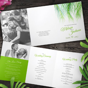 Programme Trois Volets Mariage d'aquarelle aux frondes de palmiers tropic