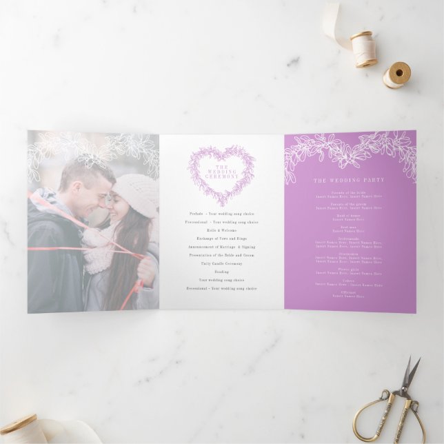 Programme Trois Volets Mariage d'hiver violet mistletoe mariage botanique (Intérieur)