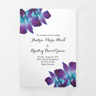Programme Trois Volets Mariage d'orchidée bleu Dendrobium