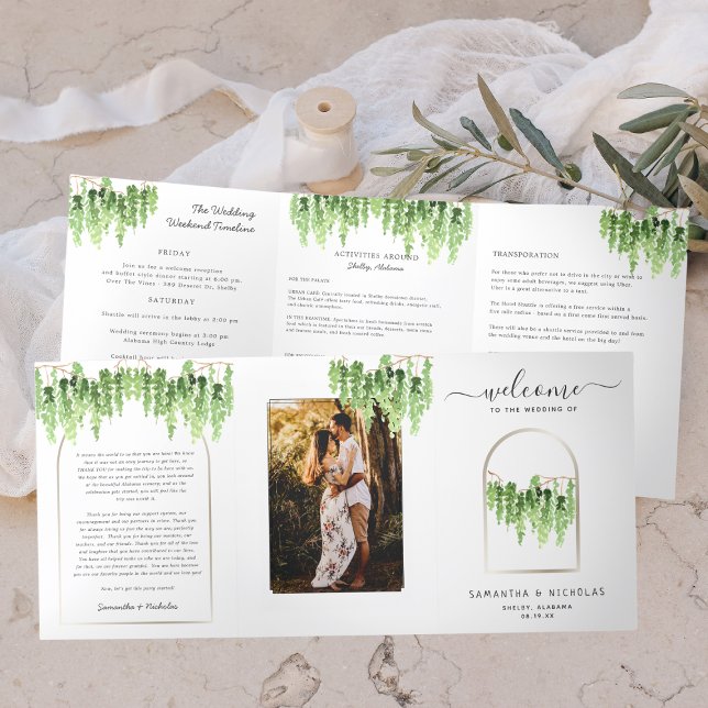 Programme Trois Volets Mariage élégant en forêt | Triptyque (Créateur téléchargé)