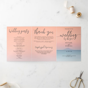 Programme Trois Volets Mariage en bord de mer sous le soleil couchant