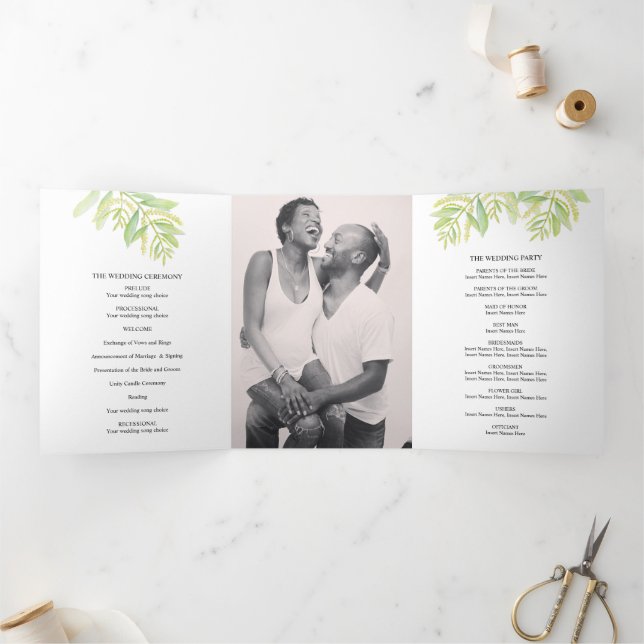 Programme Trois Volets Mariage Eucalyptus feuille vert (Intérieur)
