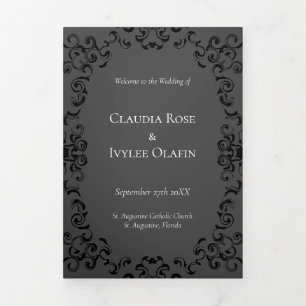 Programme Trois Volets Mariage gothique gris et noir