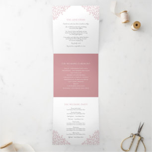 Programme Trois Volets monogramme rose Dusty mariage de dévouement
