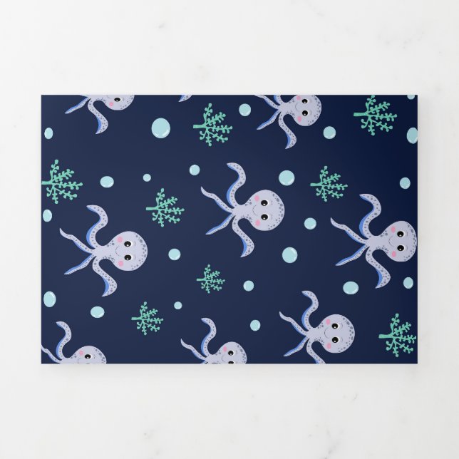 Programme Trois Volets Motif de Pieuvre Mignonne (Page de couverture)