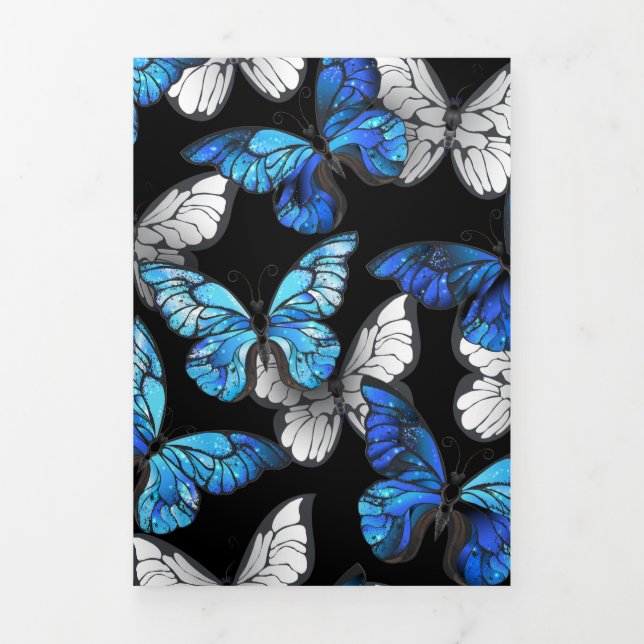 Programme Trois Volets Motif sans couture sombre avec Morpho papillons bl (Page de couverture)