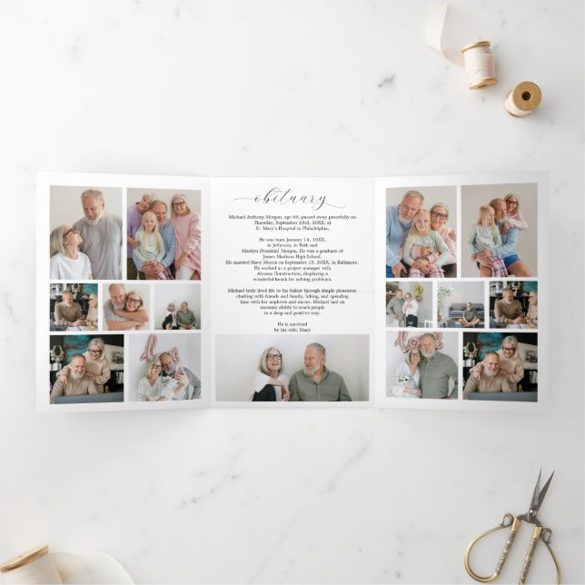 Programme Trois Volets Musician Funeral Tri-Fold Program Template Piano (Intérieur)