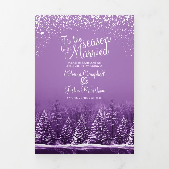 Programme Trois Volets Noël hiver mariage arbres et lac d'art (Page de couverture)