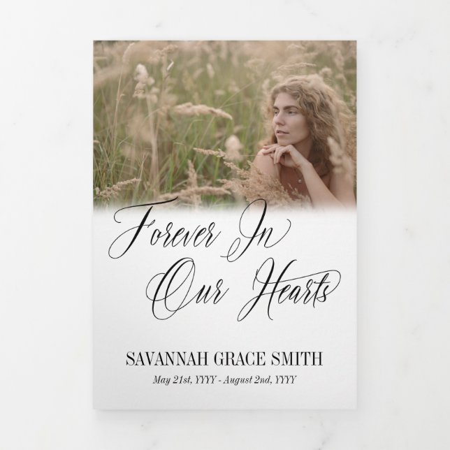 Programme Trois Volets Pour toujours dans nos coeurs Photos Funérailles (Page de couverture)