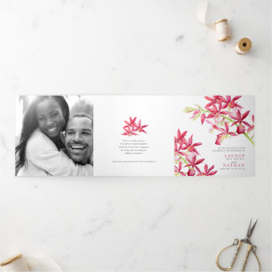 Programme Trois Volets Red Phaiocalanthe mariage d'aquarelle orchidée de