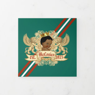 Programme Trois Volets Royal Prince Baby shower Rouge Vert Gold 3 Photo