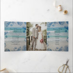 Programme Trois Volets Rustic Blue Seashells Beach Mariage Photo<br><div class="desc">Rustic Blue Seashells Beach Wedding Photo Tri-Fold Programmes avec photos avant et arrière</div>