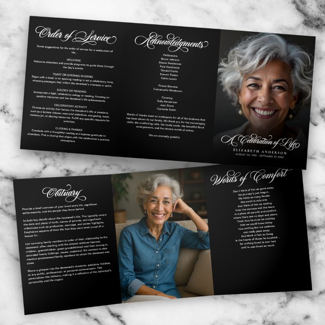 Programme Trois Volets Script de calligraphie 2-Photo Célébration de la v (Créateur téléchargé)