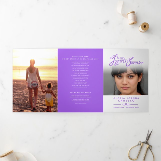 Programme Trois Volets Service funéraire dans nos coeurs blanc violet (Extérieur)