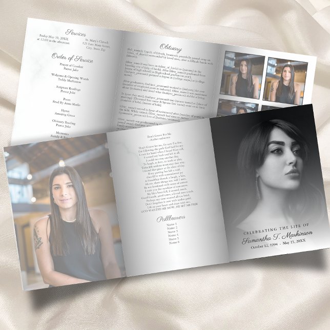 Programme Trois Volets Services funéraires élégants en noir et Marbre bla (Créateur téléchargé)