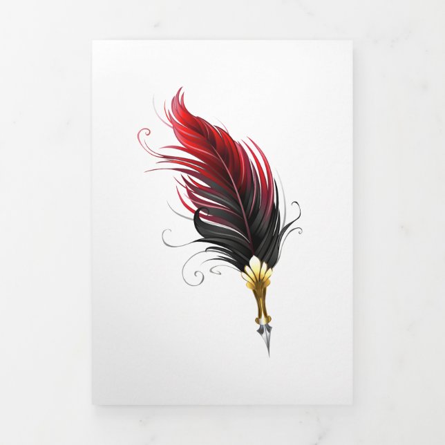 Programme Trois Volets Stylo rouge en plumes avec nib or (Page de couverture)