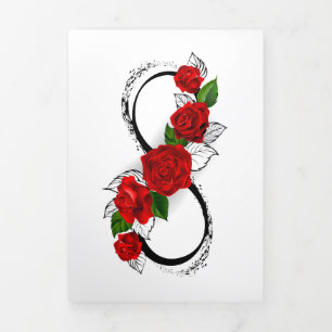 Programme Trois Volets Symbole d'infini avec les roses rouges