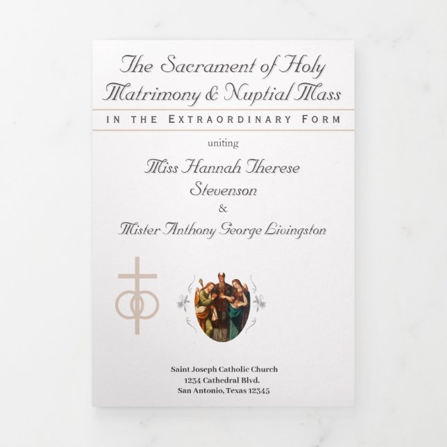 Programme Trois Volets The Refined Catholic Pale Pink Wedding (Page de couverture)