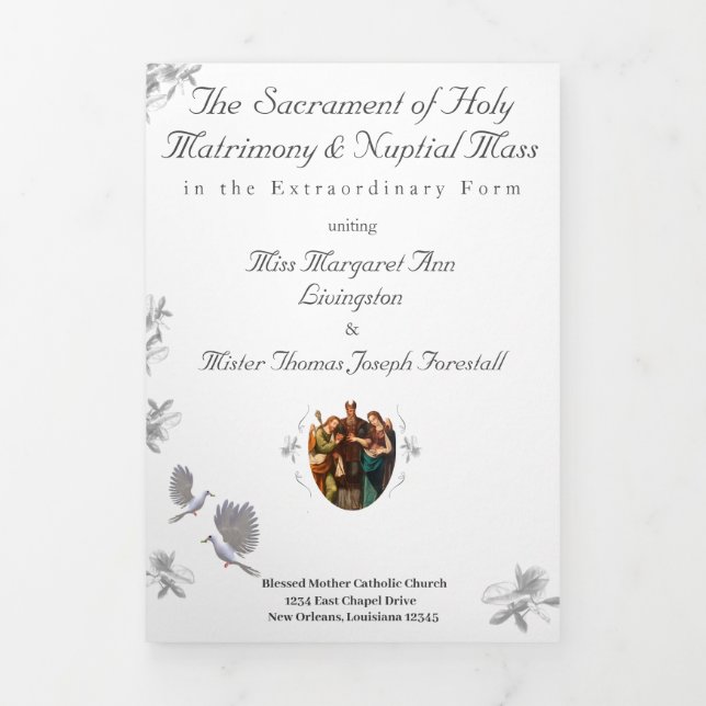 Programme Trois Volets Unité nuptiale Latin MasTripli Lettre Plier Progra (Page de couverture)