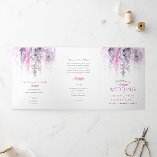 Programme Trois Volets Vines indigo rose violet mariage (Extérieur)