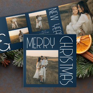 Programme Trois Volets Vintage Noël esthétique Customisée Marine Bleu