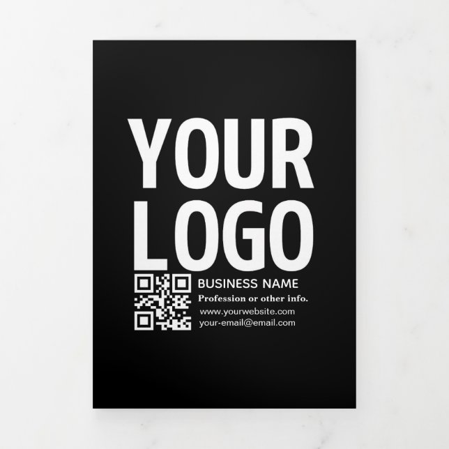 Programme Trois Volets Votre logo avec code QR et texte modifiables  (Page de couverture)