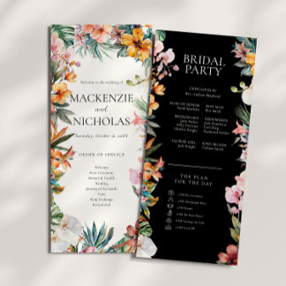 Programme Tropical Boho Floral Wedding