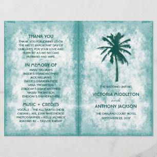 Programme Tropical Palm Tree Beach Wedding