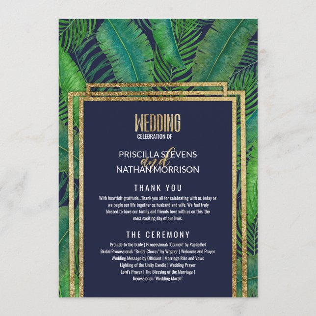 Programme Tropical Palm Tree Greenery Gold Marine Blue Maria (Devant)