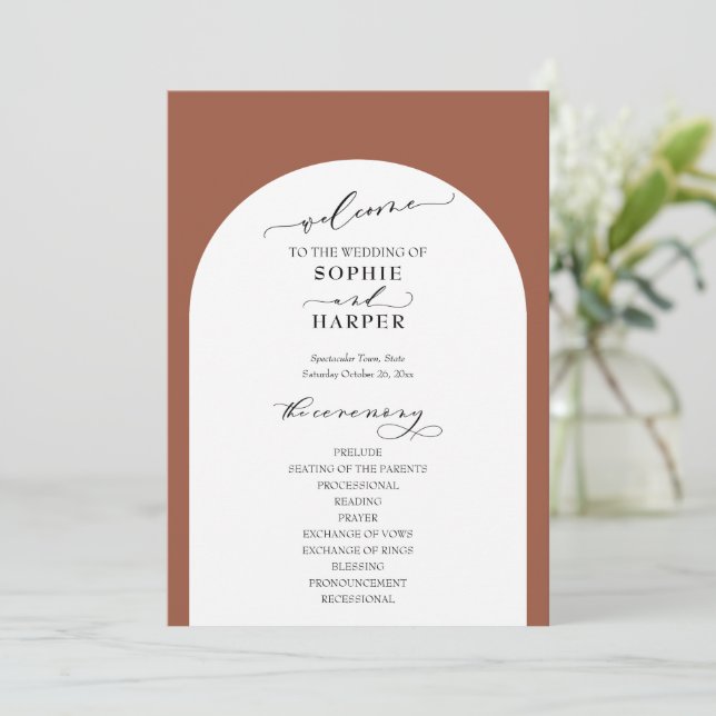 Programme Typographie simple, Arche élégante en terre cuite (Debout devant)