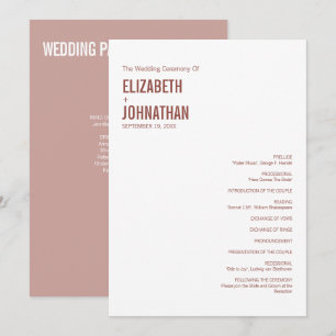 Programme Typographie simple Boho Dusty Rose Mariage