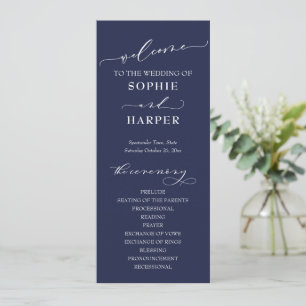 Programme Typographie simple, élégante calligraphie bleu mar