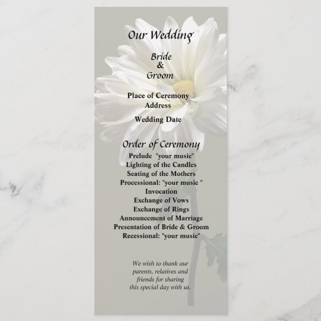 Programme Une Marguerite Blanche (Devant)