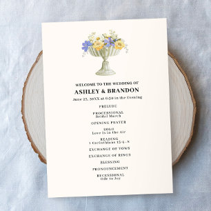 Programme Urne florale de mariage romantique toscan