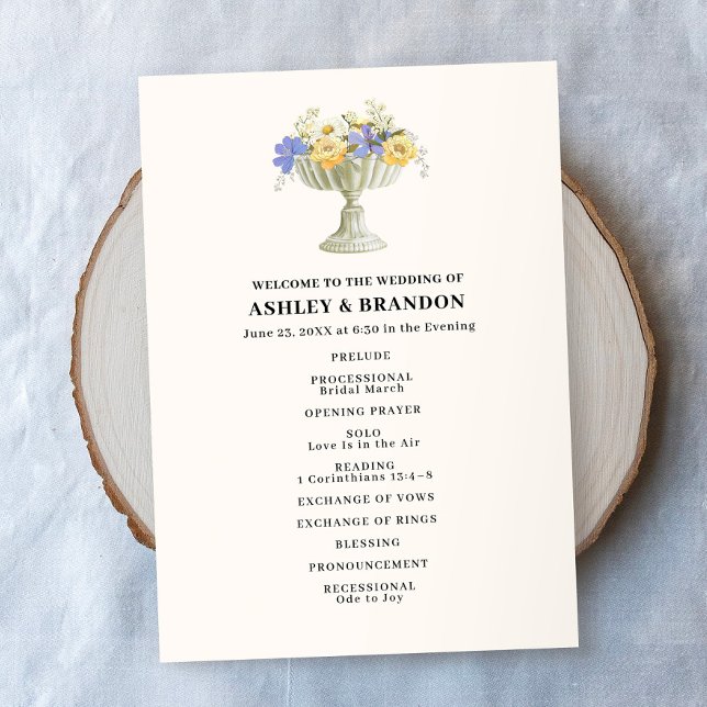 Programme Urne florale de mariage romantique toscan (Créateur téléchargé)