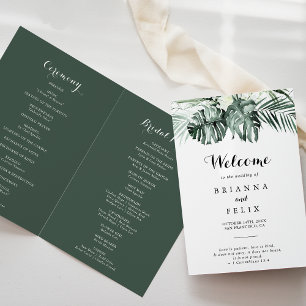 Programme Végétation tropicale Blanc Floral Plié Mariage