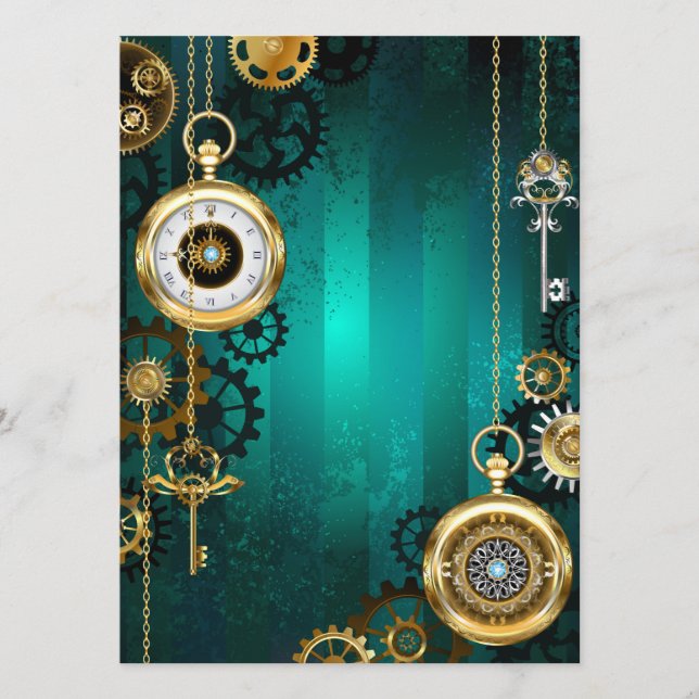 Programme Veille bijoux Steampunk sur un Arrière - plan vert (Devant)