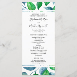 Programme Verdure Aquarelle Foliage Cérémonie Mariage