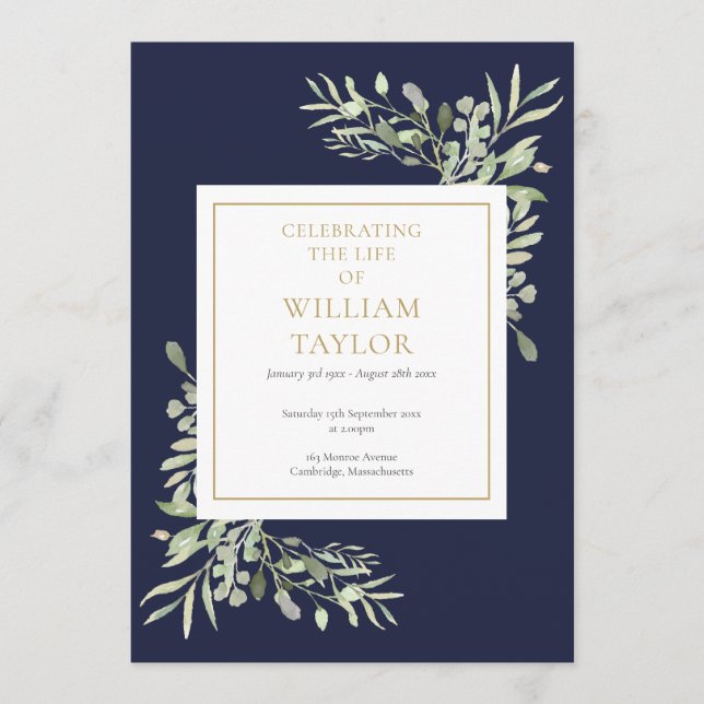 Programme Verdure Foliage Funérailles Mémorial Ordre de serv (Devant)