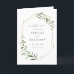 Programme Verdure moderne or géométrique Mariage rustique gé<br><div class="desc">Rustic watercolor botanical folianical greenery design with faux gold foil leaves and geometric frame,  with trendy script,  simple and elegant,  great wedding program for green and gold summer rustic wedding,  spring botanical garden wedding. Lac all the matching pieces in collection</div>