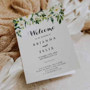 Programme Vert Blanc Automne Floral Plié Mariage