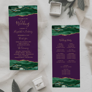 Programme Vert émeraude or agate violet mariage
