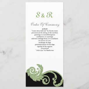 programme vert et noir et blanc de mariage